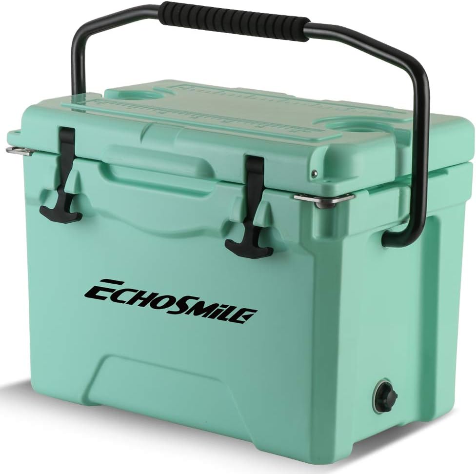 EchoSmile 25 Quart Rotomolded Cooler. 5 Days Protale Ice Cooler. Ice Chest Suit for BBQ. Camping. Pincnic. and Other Outdoor Activities. Green