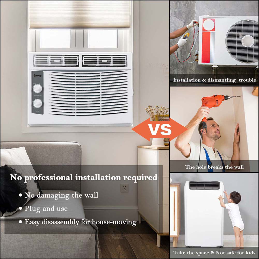 Ktaxon Window Air Conditioner 5000 BTU. 7 temperature.2 cooling and fan settings.White