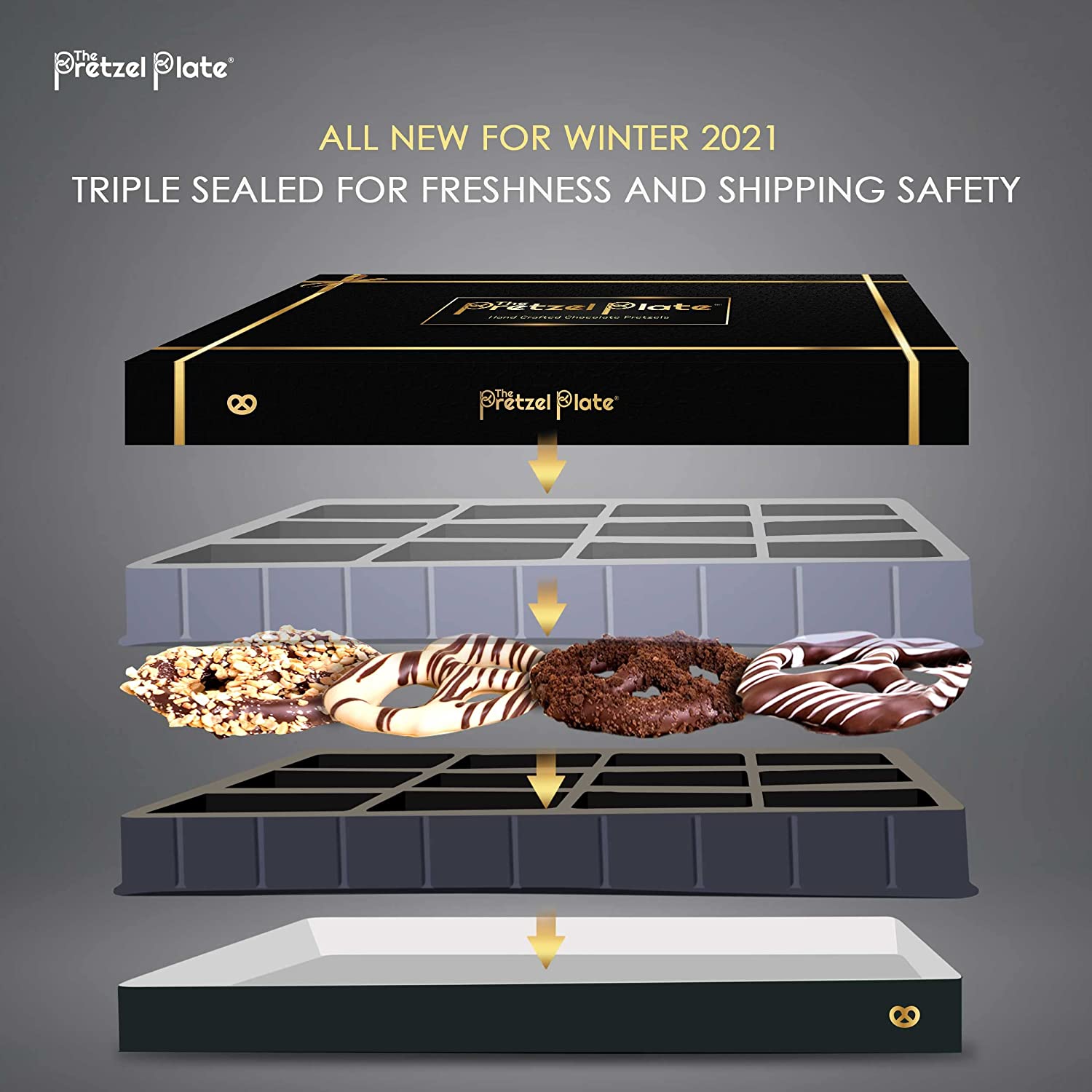 The Pretzel Plate Milk Chocolate Covered Pretzels- Fancy Gourmet Assorted Box of Chocolates Gift