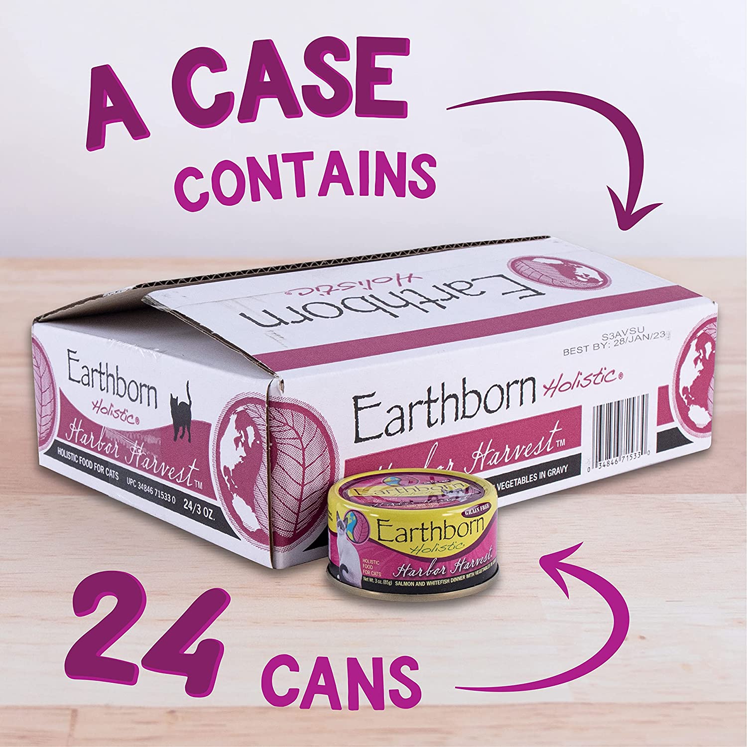Earthborn Holistic Harbor Harvest Grain Free Canned Cat Food 3-oz case of 24