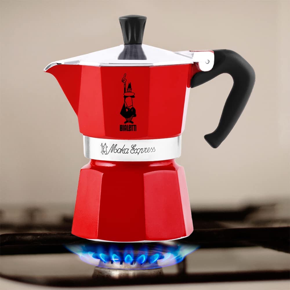 Bialetti 6 Cup Moka Stovetop Espresso Maker. Red