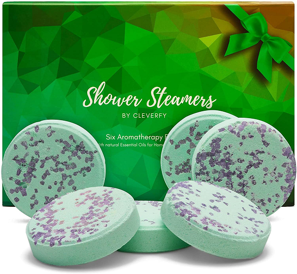 Cleverfy Aromatherapy Shower Steamers. Set of 6 Shower Bombs with Essential Oil