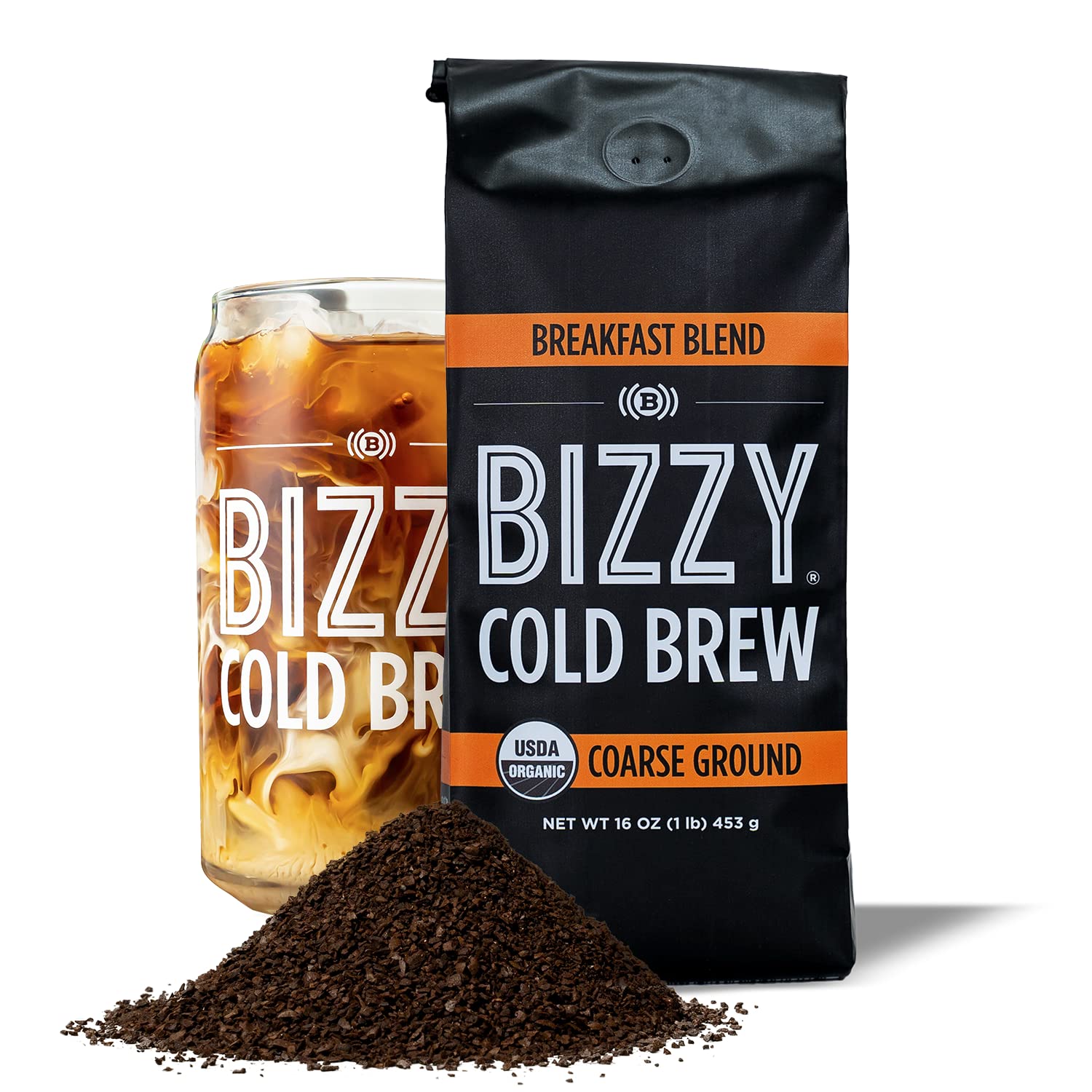 Bizzy Organic Cold Brew Coffee | Breakfast Blend | Coarse Ground Coffee | Micro Sifted | Specialty Grade | 100% Arabica | 1 LB