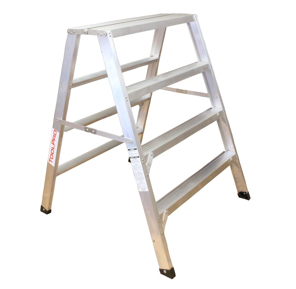 ToolPro 4 ft. Aluminum Flat-Top Sawhorse Aluminum 4-ft Type 1A- 300 lbs. Capacity Step Ladder