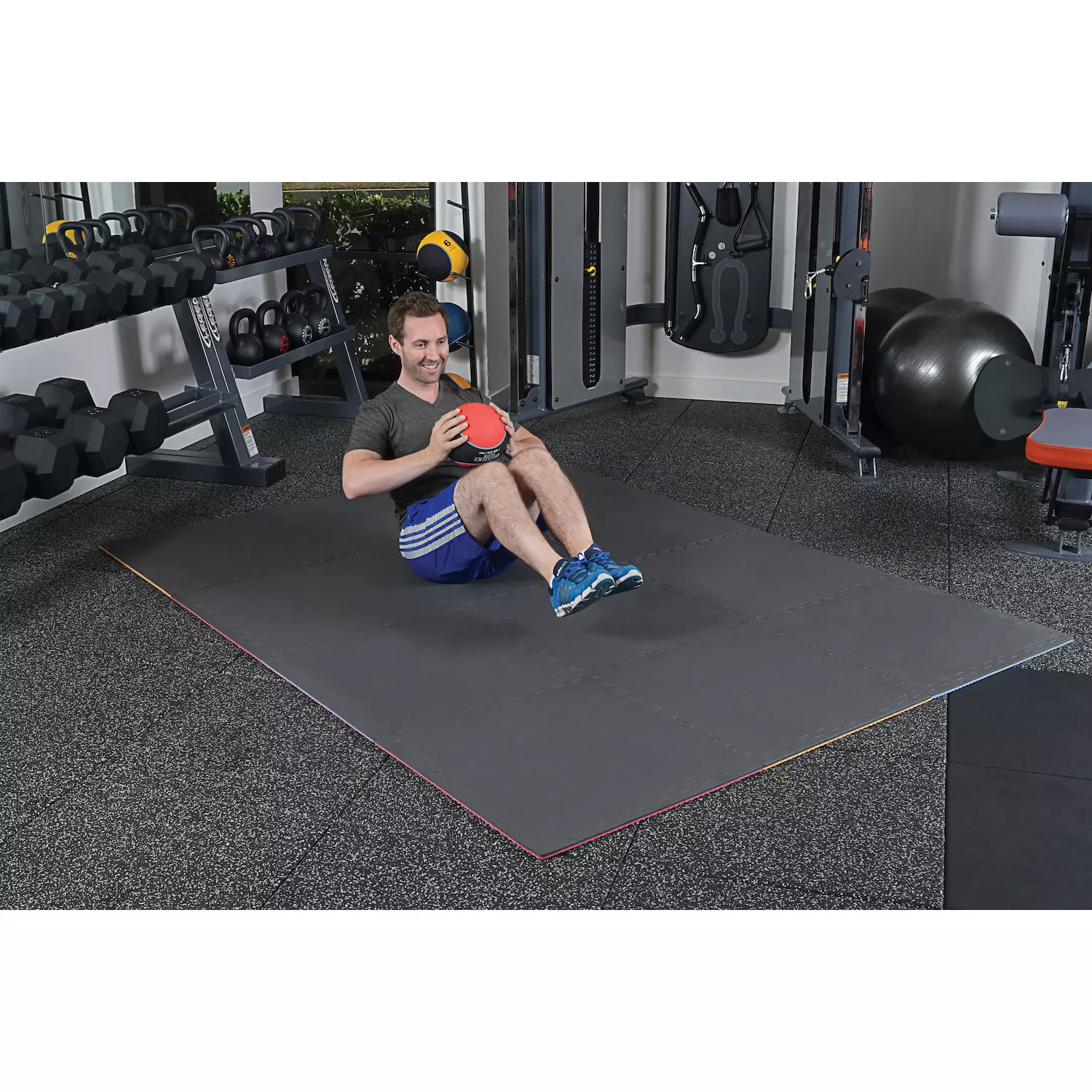 Norsk 25″ x 25″ Commercial Grade Reversible Floor Mats. Assorted Colors (8 Tiles)