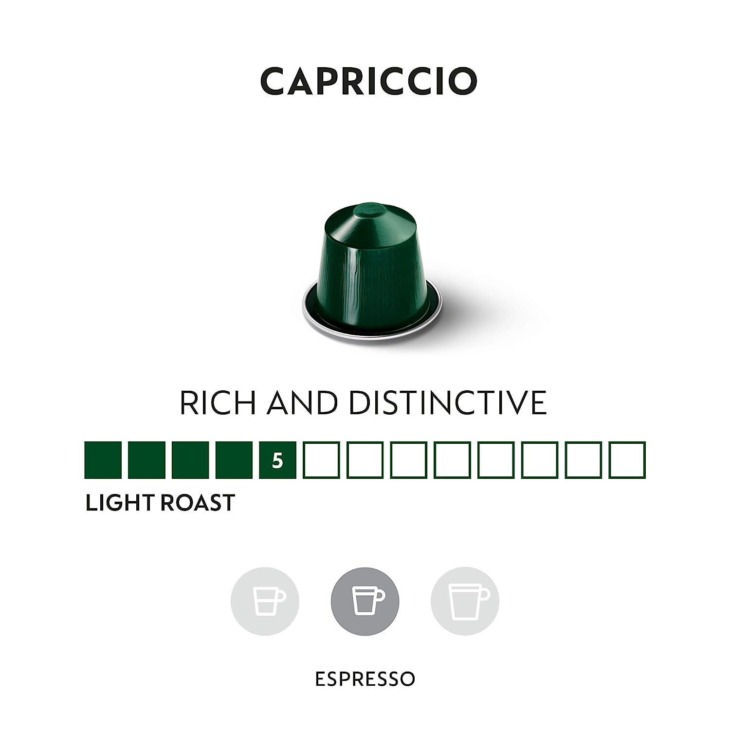 Nespresso Capsules OriginalLine. Capriccio. Medium Roast Espresso Coffee. 50 Count Coffee Pods. Brews 1.35oz (ORIGINAL LINE ONLY)