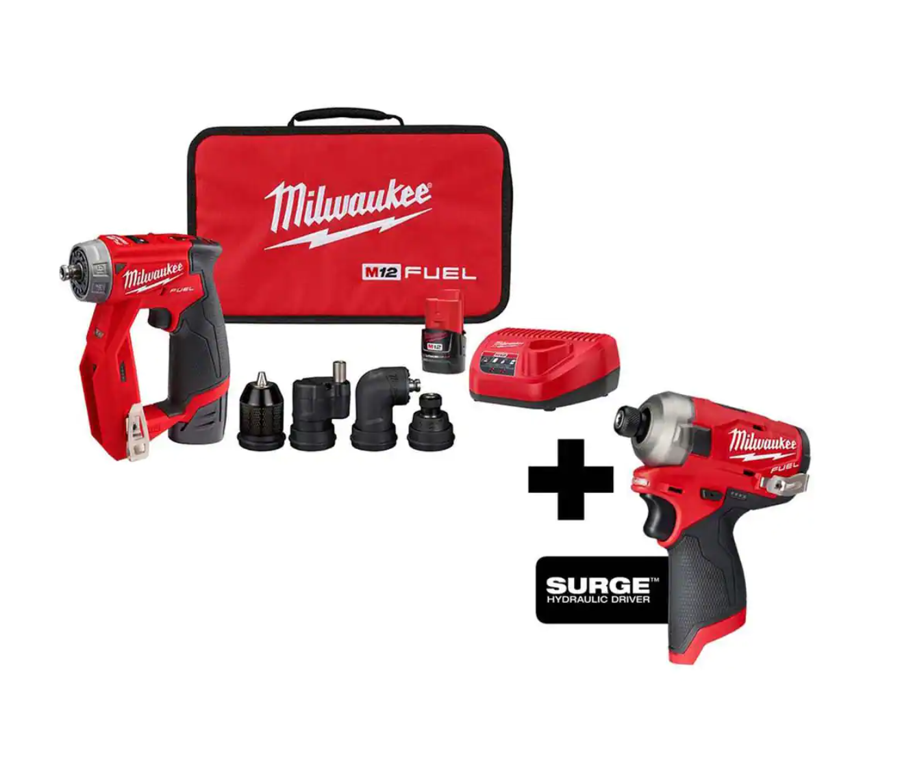 Milwaukee 2505-22-2551-20 M12 FUEL 12V Lithium-Ion Brushless Cordless 4-in-1 Installation 3/8in. Drill Driver & SURGE Impact Driver Combo Kit