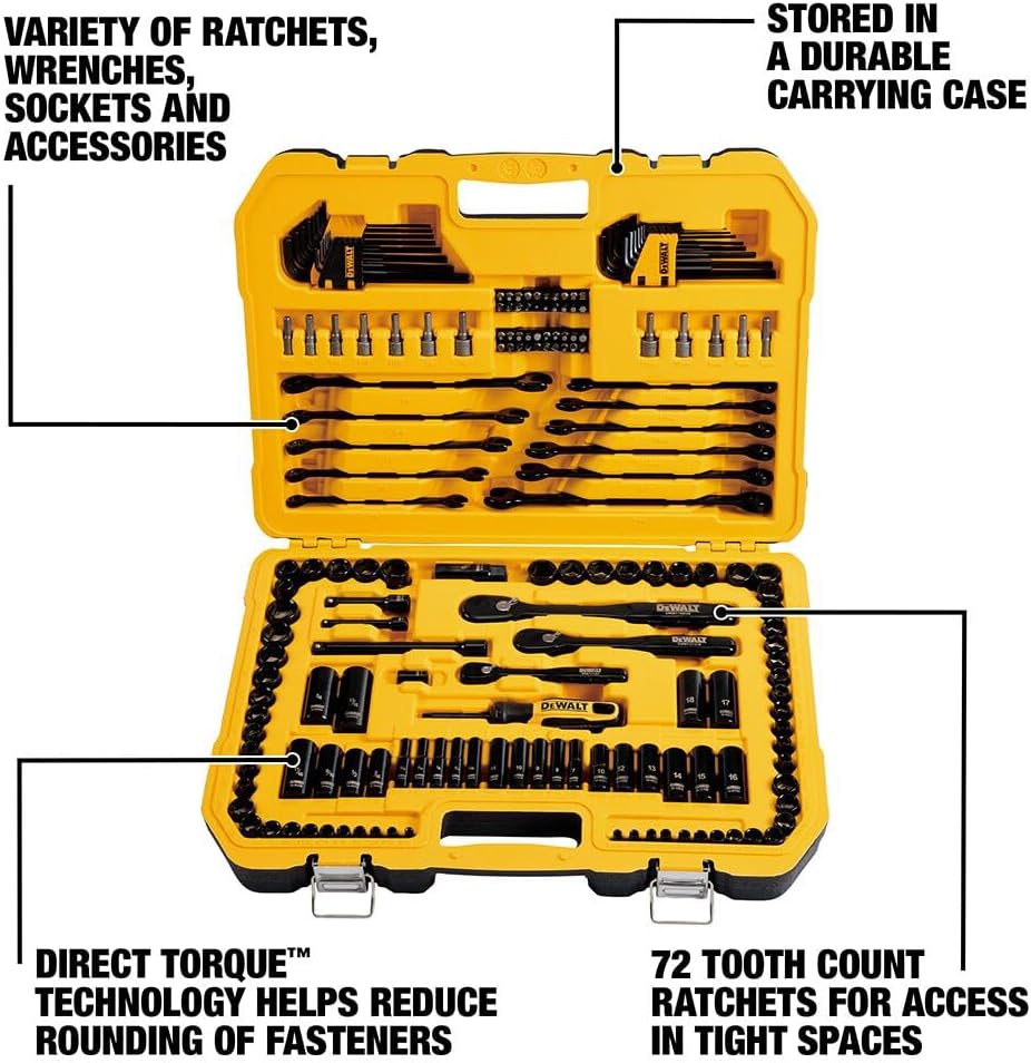 Dewalt DWMT45184 Black Chrome 184-piece Mechanics Tool Set
