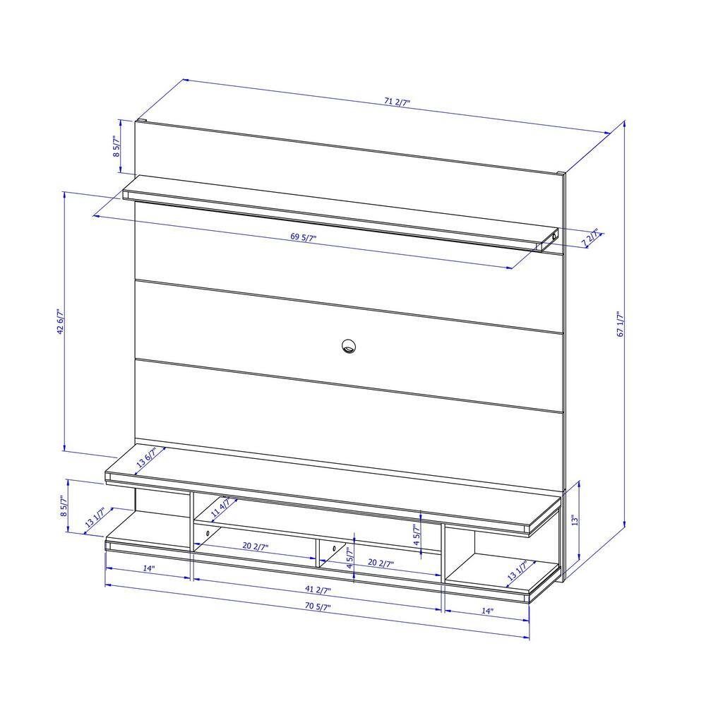 Manhattan Comfort  Utopia 70 in. White and Maple Cream Particle Board Floating Entertainment Center Fits TVs Up to 60 in. with Wall Panel
