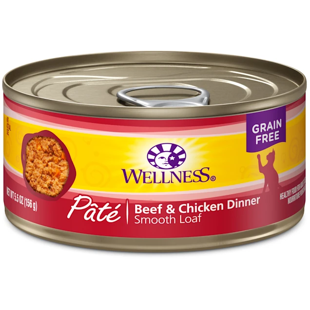 Wellness Complete Health Natural Grain Free Beef & Chicken Pate Wet Cat Food. 5.5 oz.. Case of 24