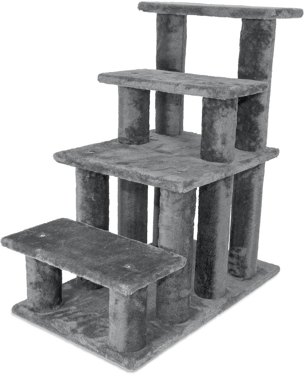 FurHaven Steady Paws Cat & Dog Stairs. 4-Step. Gray