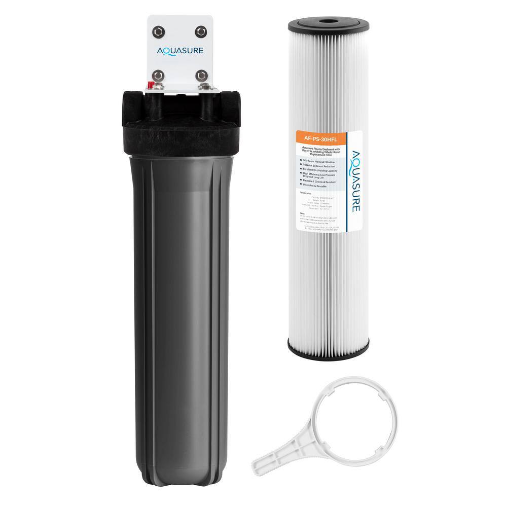 AQUASURE AS-FL-30PS Fortitude V2 Series High-Flow Whole House Water Filtration System Pleated Sediment Water Filter 30 Micron Large Size