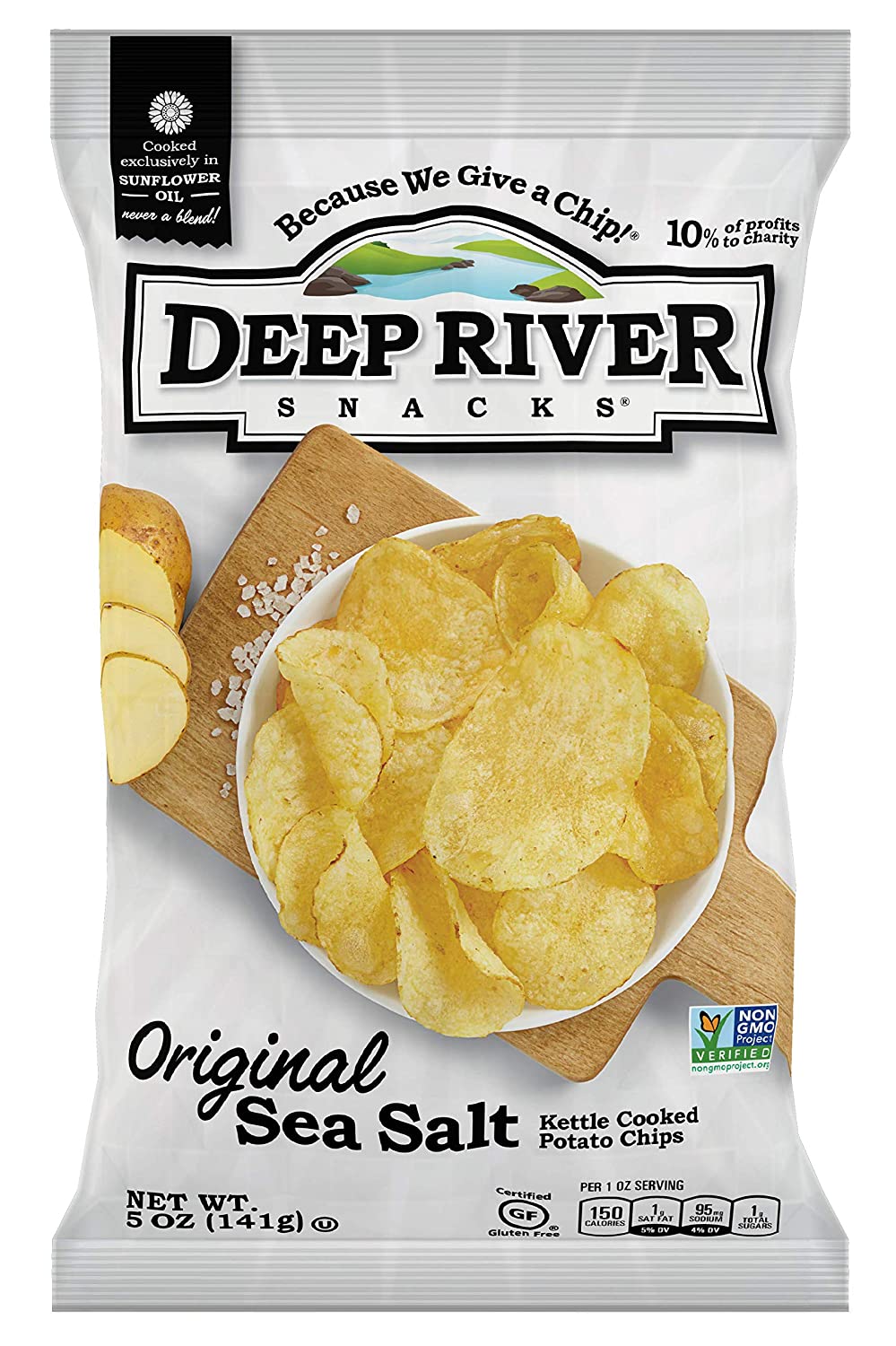 Deep River Snacks Original Sea Salt Kettle Cooked Potato Chips. 5-Ounce (Pack of 12)