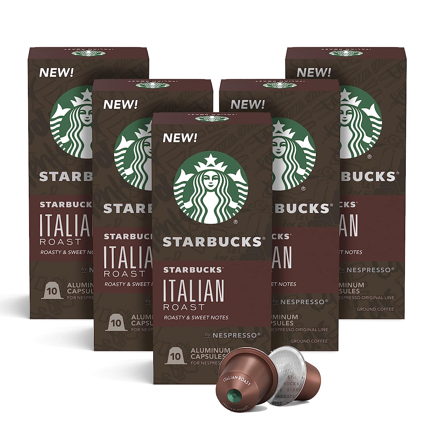 Starbucks by Nespresso Dark Roast Italian Roast Coffee (50-count single serve capsules. compatible with Nespresso Original Line System)