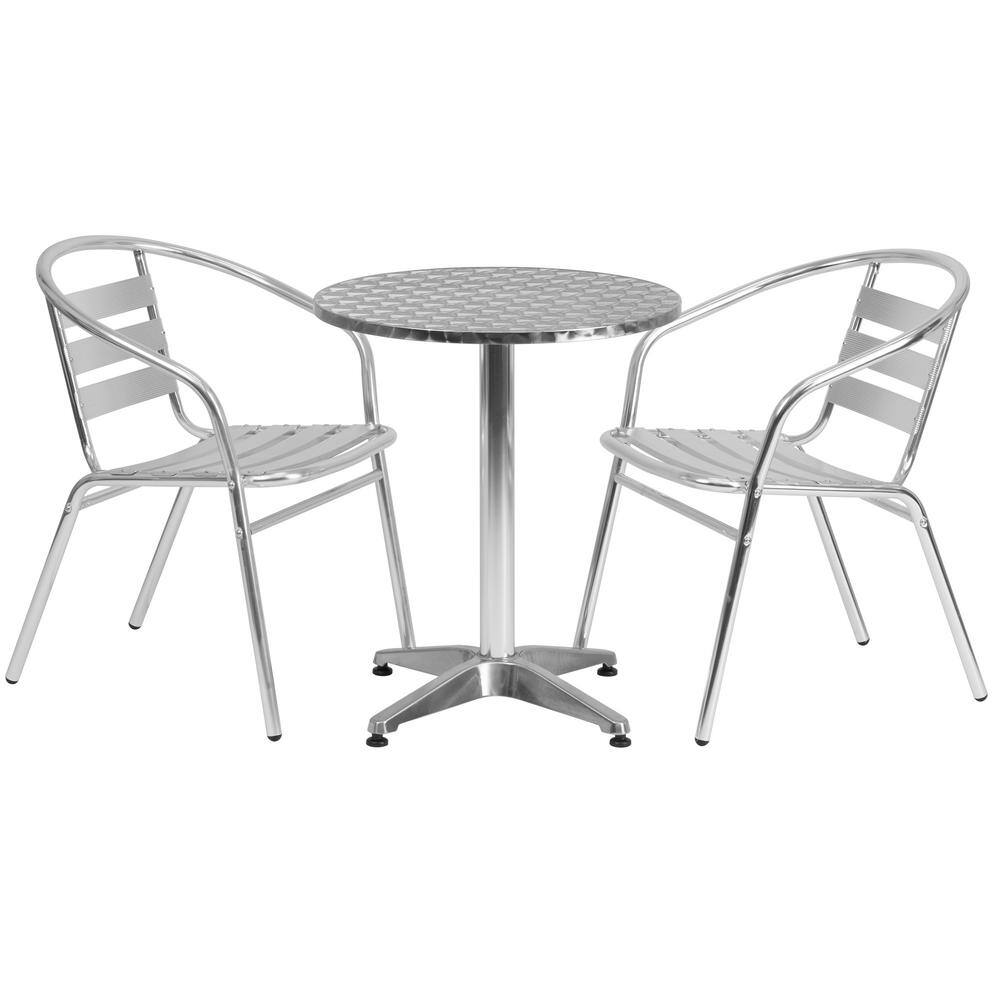 Carnegy Avenue  3-Piece Metal Round Outdoor Bistro Set in Aluminum