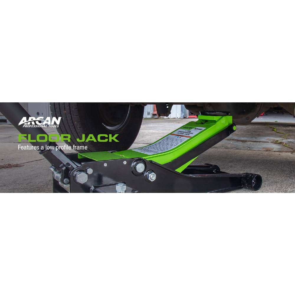 Arcan A20002 3-Ton Low Profile Steel Floor and Car Jack with Quick Rise