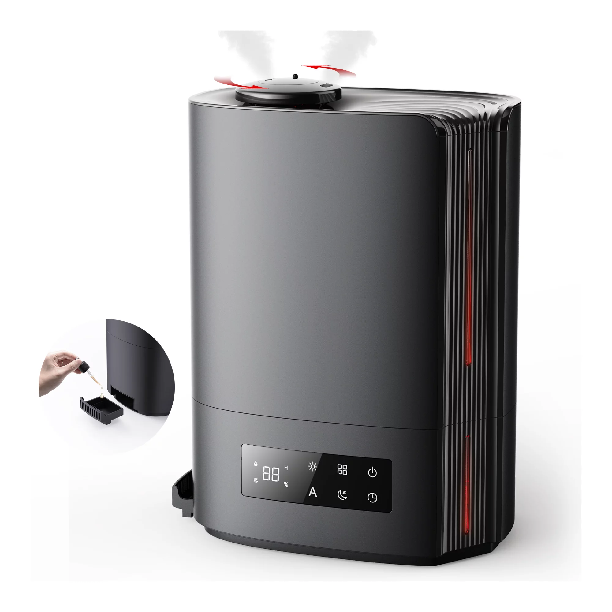 Breezome DH-JS07 Top Fill 6L Large Humidifier for Home . Ultra Quiet Cool Mist Ultrasonic 360° Humidifiers with Humidistat and Timer