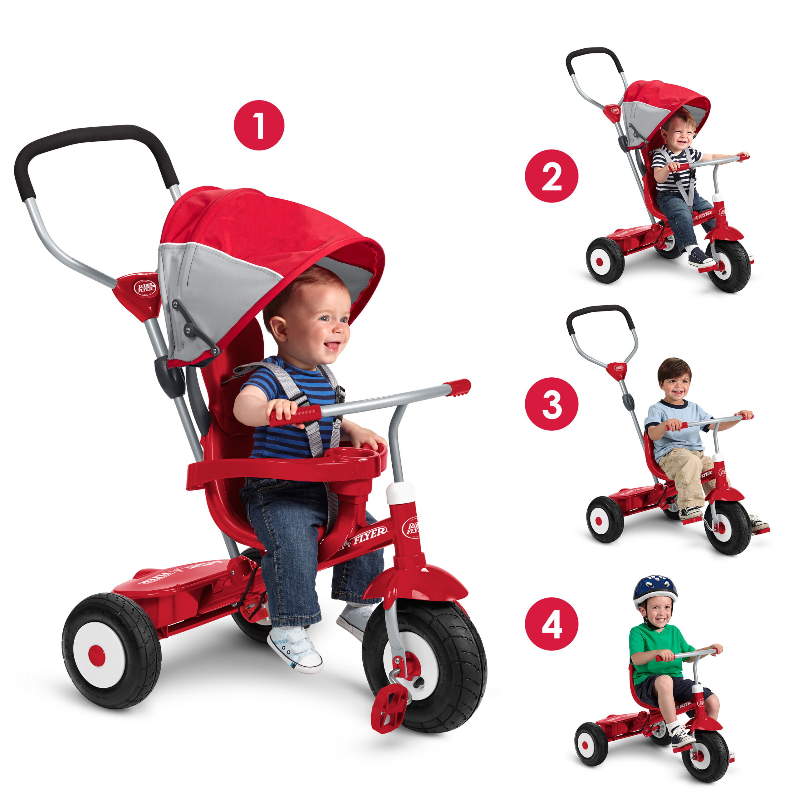 Radio Flyer. All-Terrain 4-in-1 Stroll ‘N Trike. Air Tires. Red
