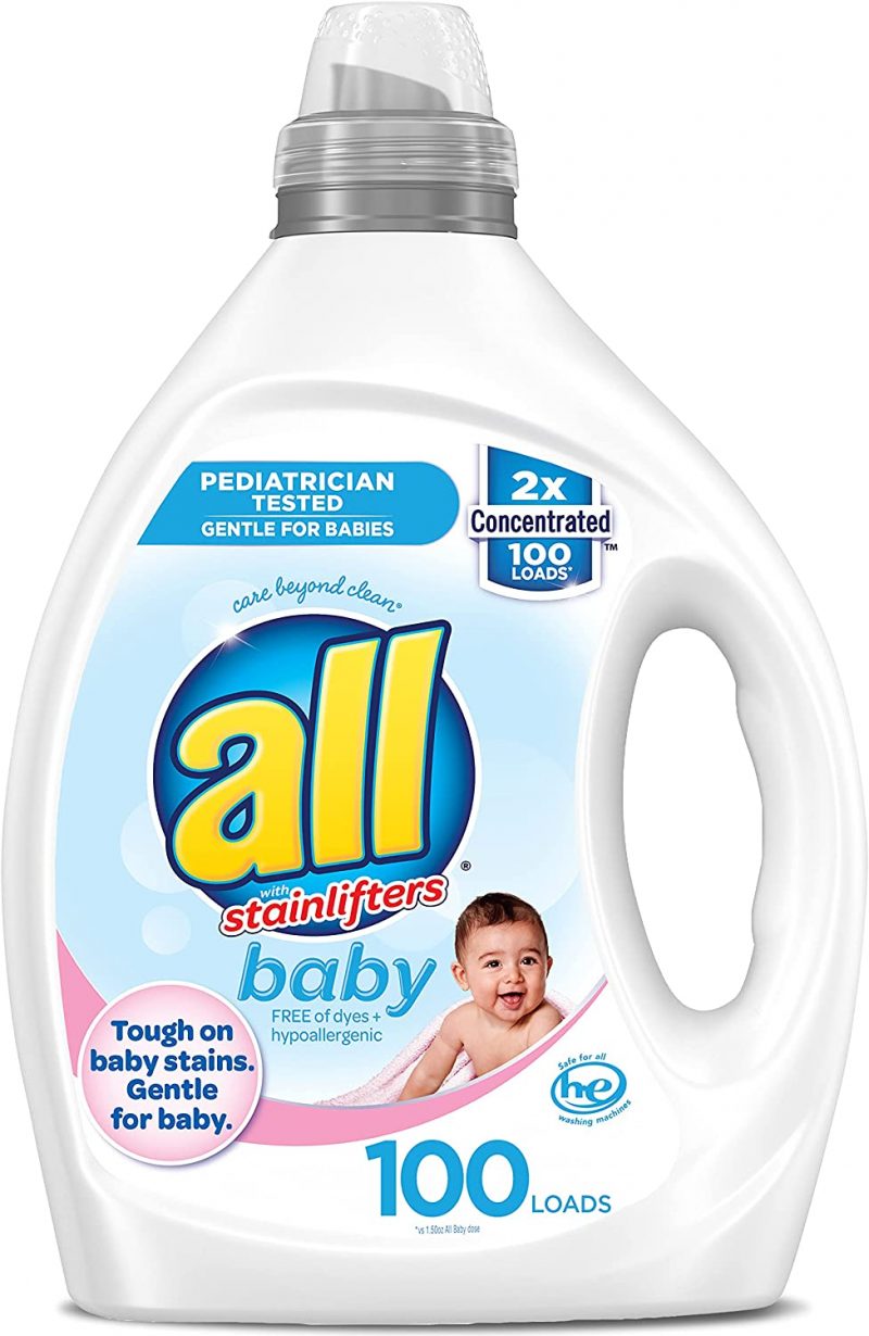 All Liquid Laundry Detergent. Gentle for Baby. 2X Concentrated. 100 Loads