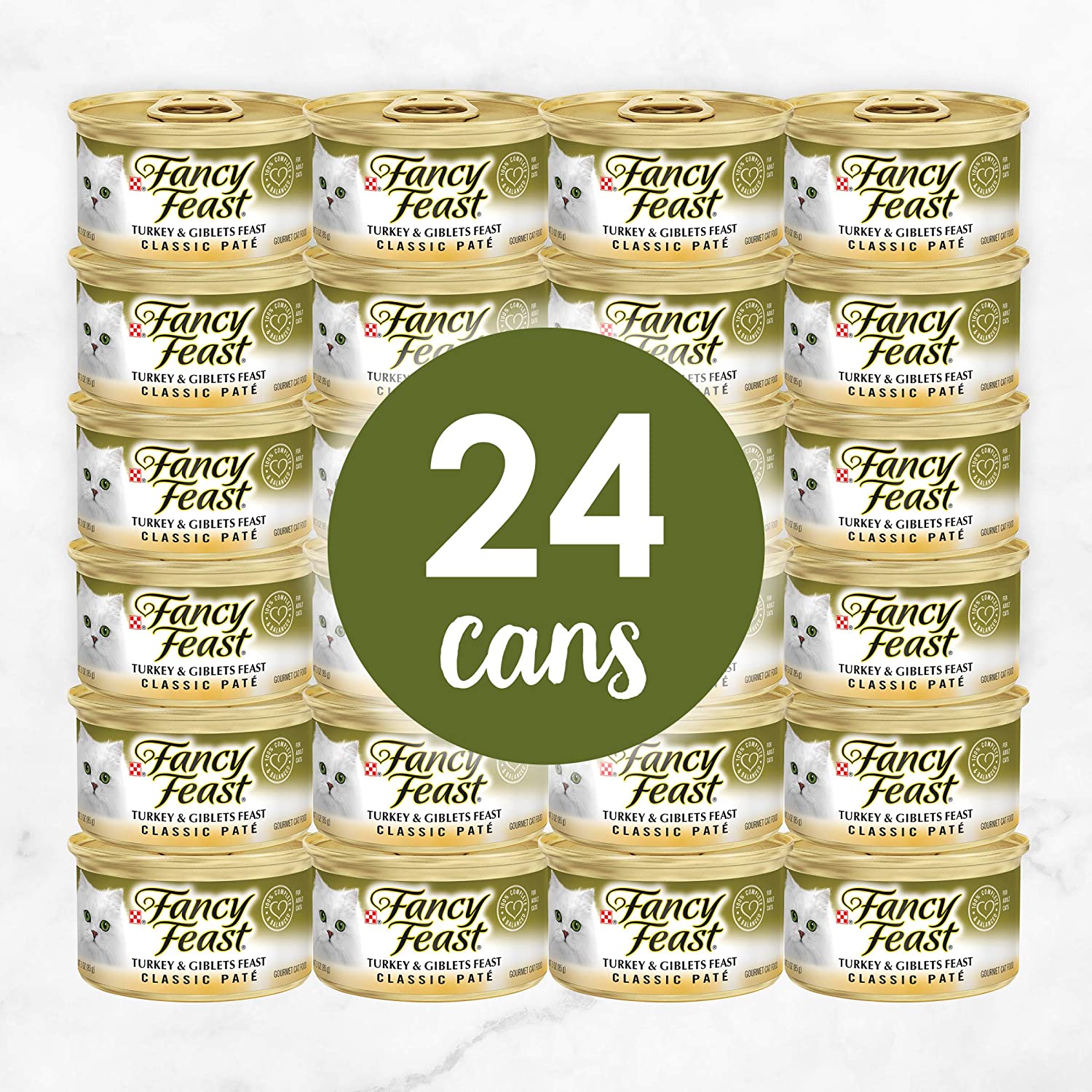 Purina Fancy Feast Grain Free Pate Wet Cat Food. Classic Pate Turkey and Giblets Feast - (24) 3 oz. Cans