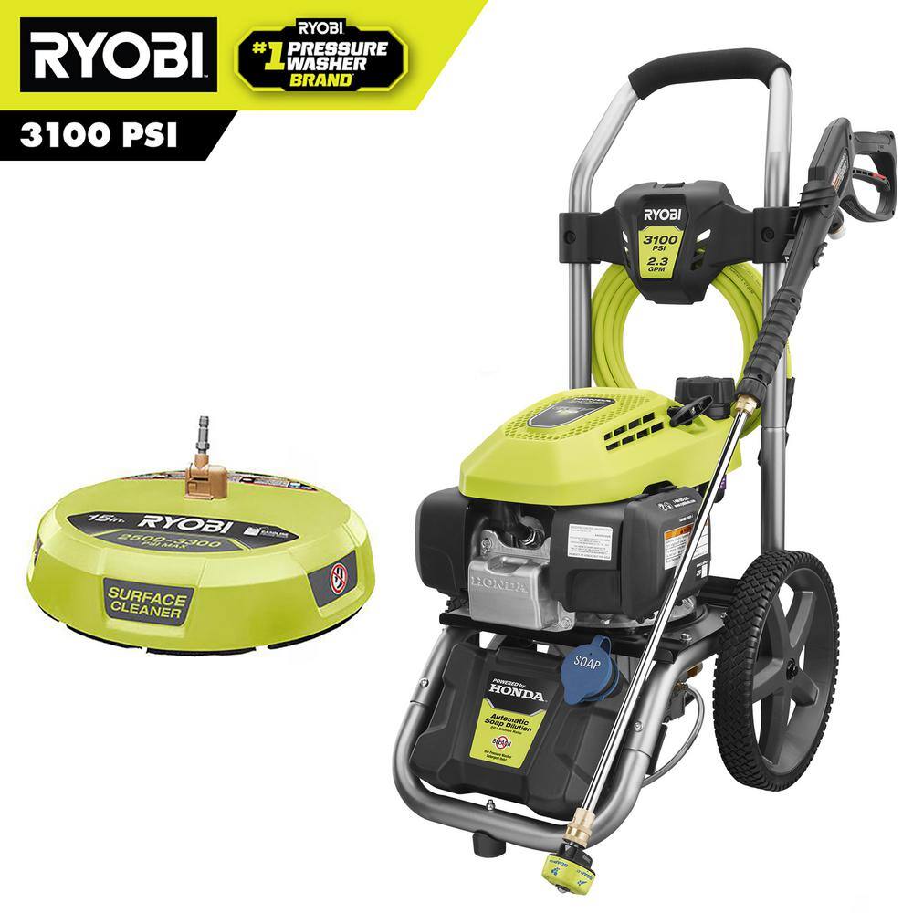 RYOBI RY803023-SC 3100 PSI 2.3 GPM Honda Gas Pressure Washer and 15 in. Surface Cleaner