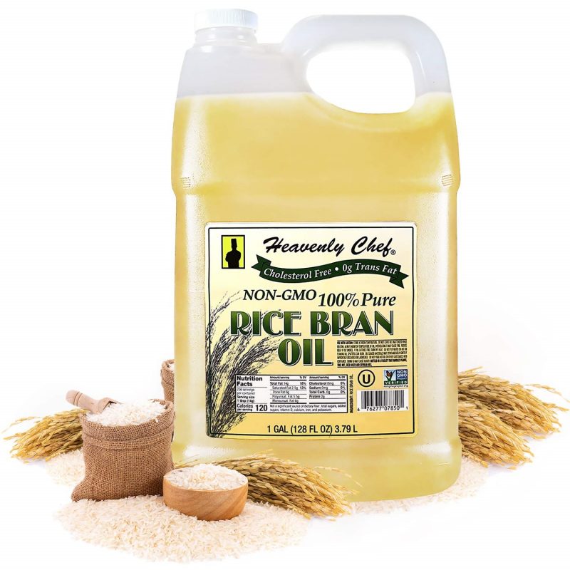 Heavenly Chef. Rice Bran Oil. Kosher. 100% Non-GMO Rice. 1 Gallon. 128 Ounces.