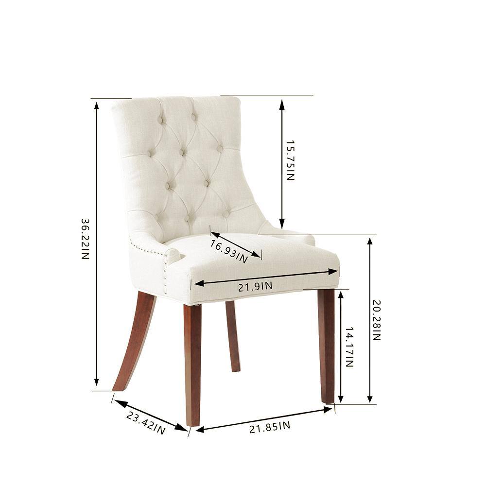 StyleWell  Bakerford Biscuit Beige Upholstered Dining Chair with Tufted Back (Set of 2)