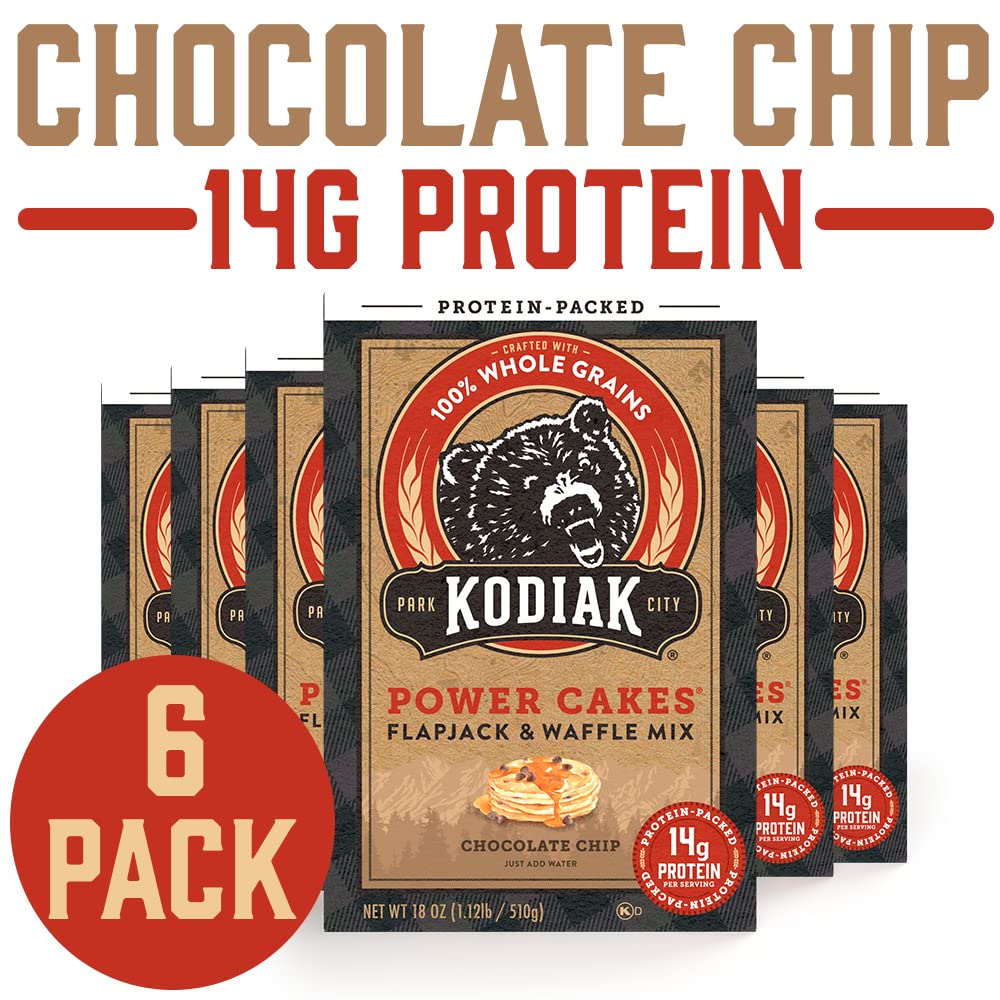 Kodiak Cakes Protein Pancake Power Cakes. Chocolate Chip. 18 Ounce (Pack of 6)