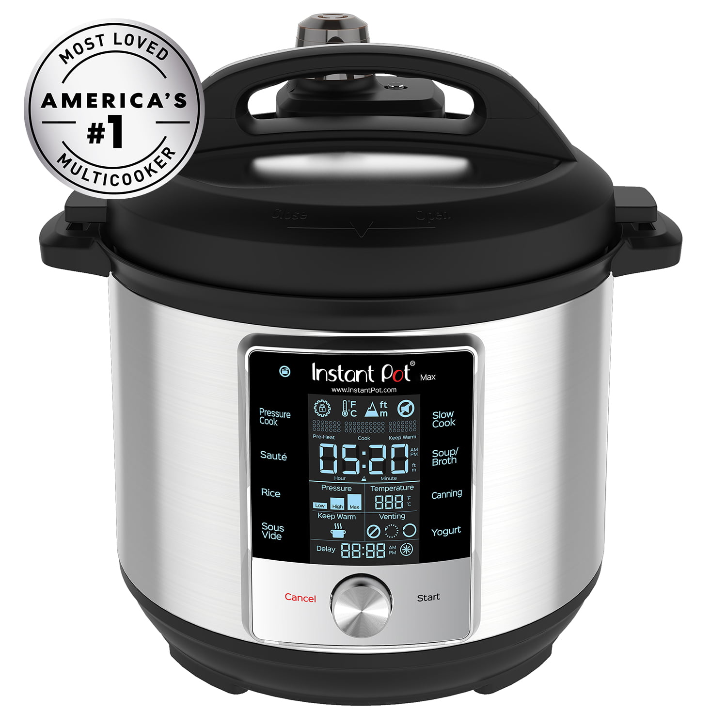Instant Pot. 6-Quart Max. 9-in-1 Multi-Use Programmable Electric Pressure Cooker. Slow Cooker. Rice Maker. Pressure Canner. Sauté/Searing Pan. Food Steamer. Sous Vide. Yogurt Maker & Food Warmer