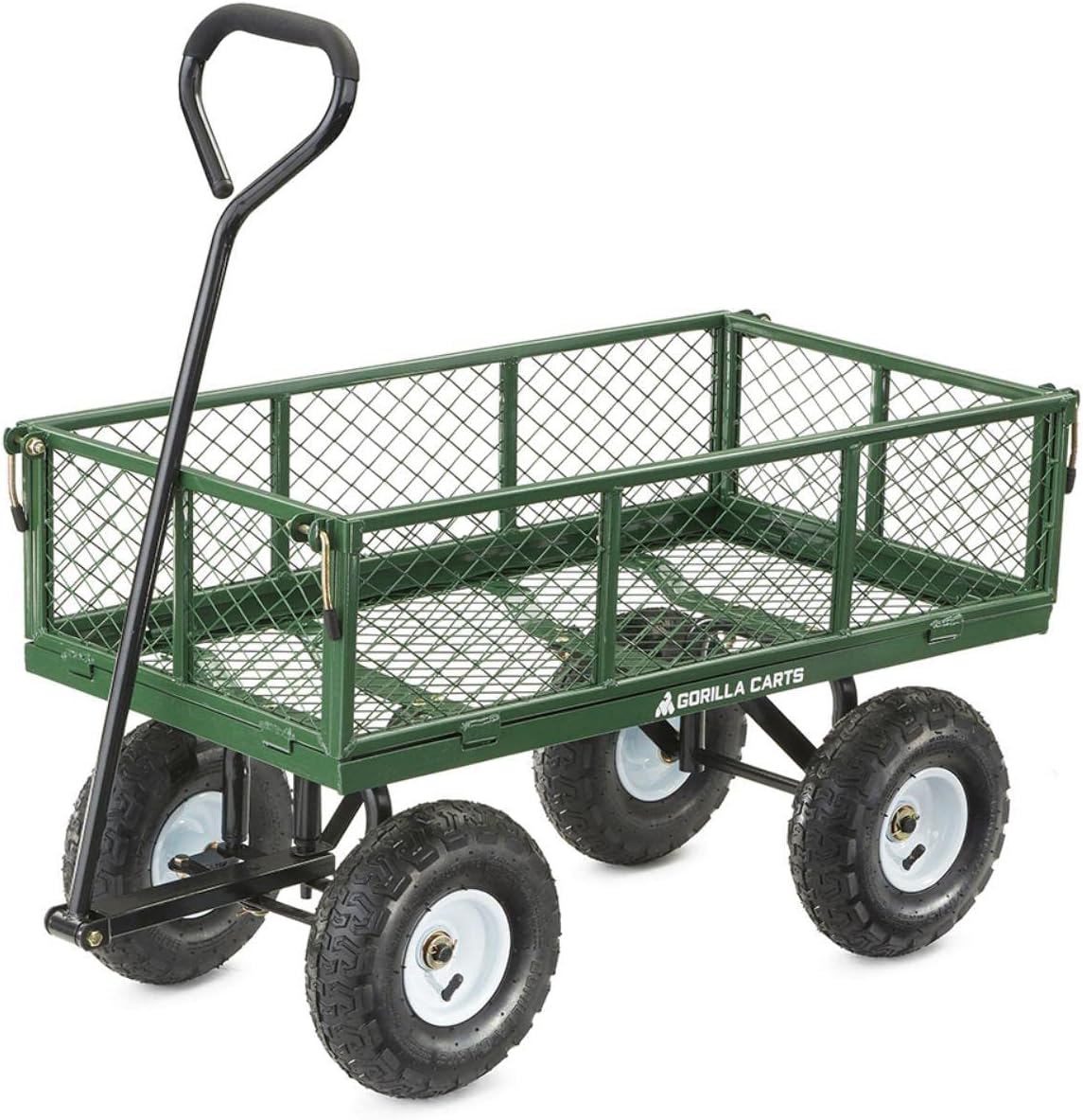 Gorilla Carts GOR400-COM Steel Garden Cart. Steel Mesh Removable Sides. 3 cu ft. 400 lb Capacity. Green
