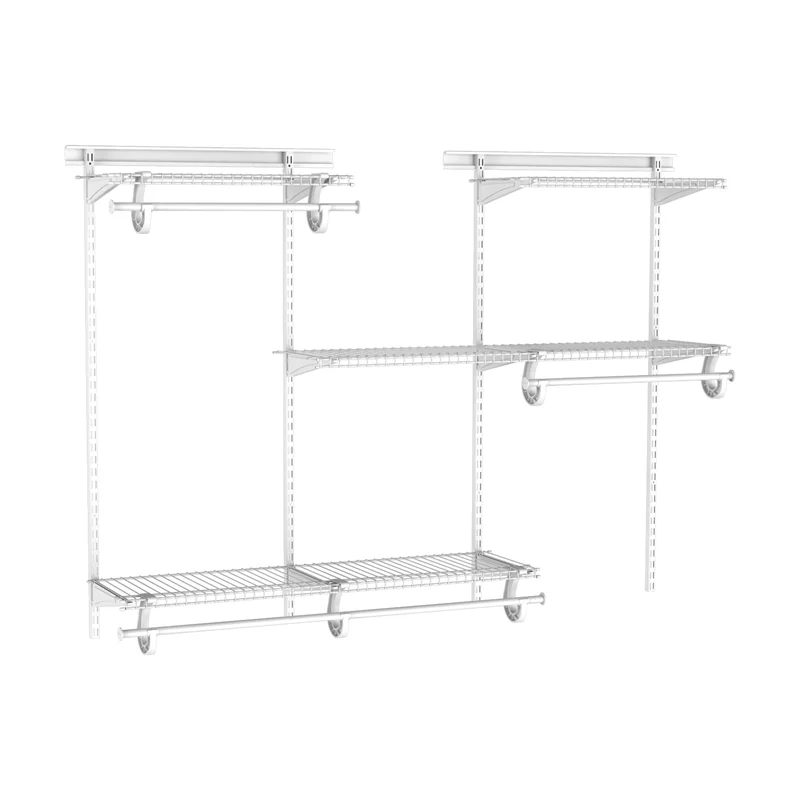ClosetMaid 8808 ShelfTrack Wire Closet Organizer System. Adjustable from 4 to 6 Ft.. With Shelves. Clothes Rods. Hardware. Durable Steel. White