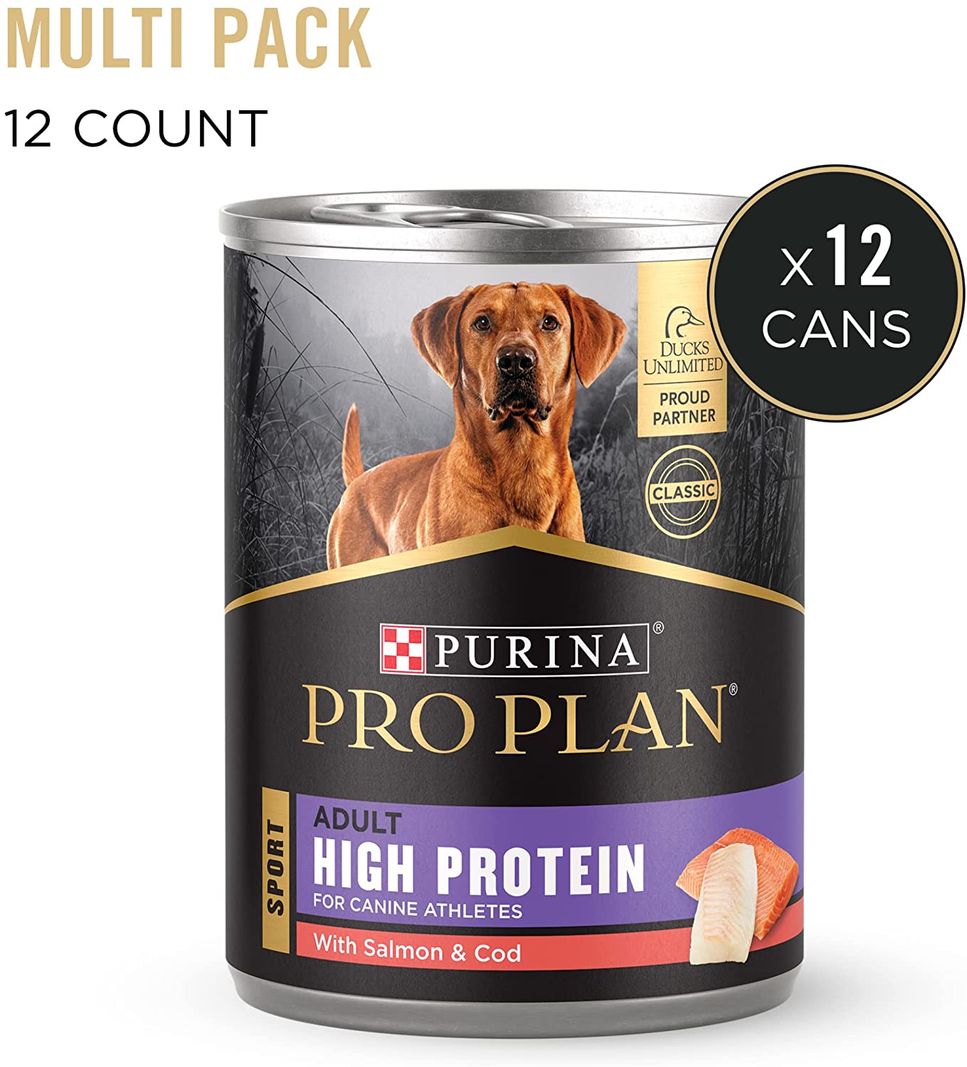 Purina Pro Plan Sport. Energy & Vitality Support. Wet Dog Food. Salmon & Cod.(12) 13 oz. Cans