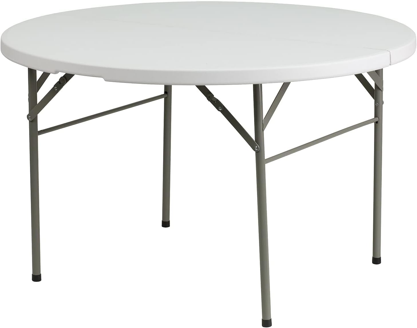 Flash Furniture Freeman 4-Foot Round Bi-Fold Granite White Plastic Banquet and Event Folding Table with Carrying Handle