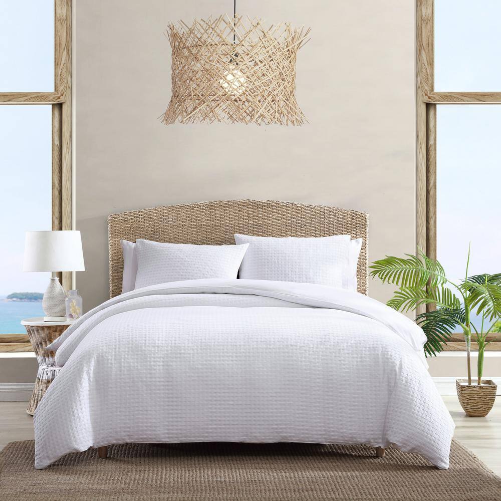 Tommy Bahama  Basketweave Solid 3-Piece White Cotton King Comforter Set