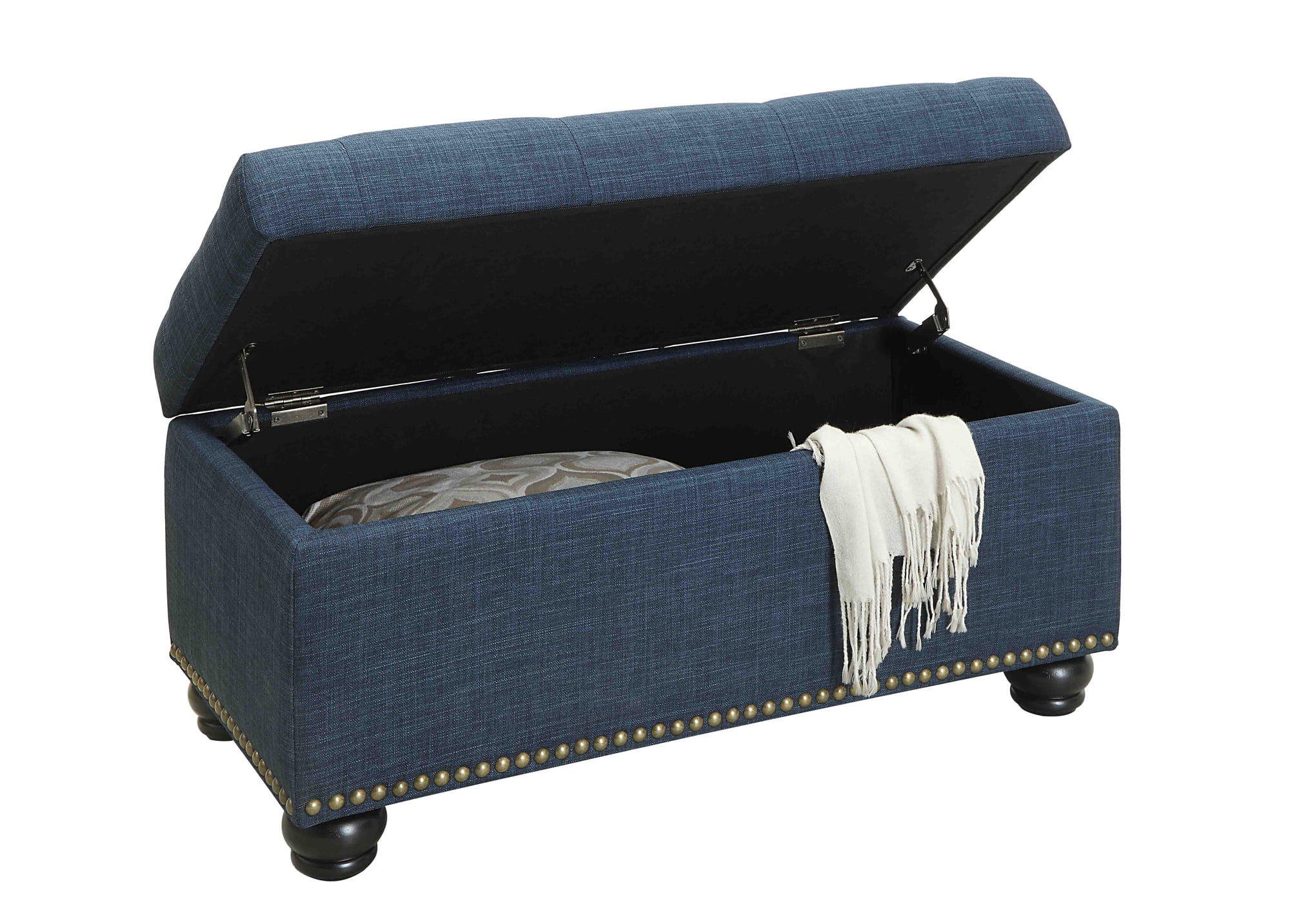 Designs4Comfort 7th Avenue Storage Ottoman. Blue Fabric