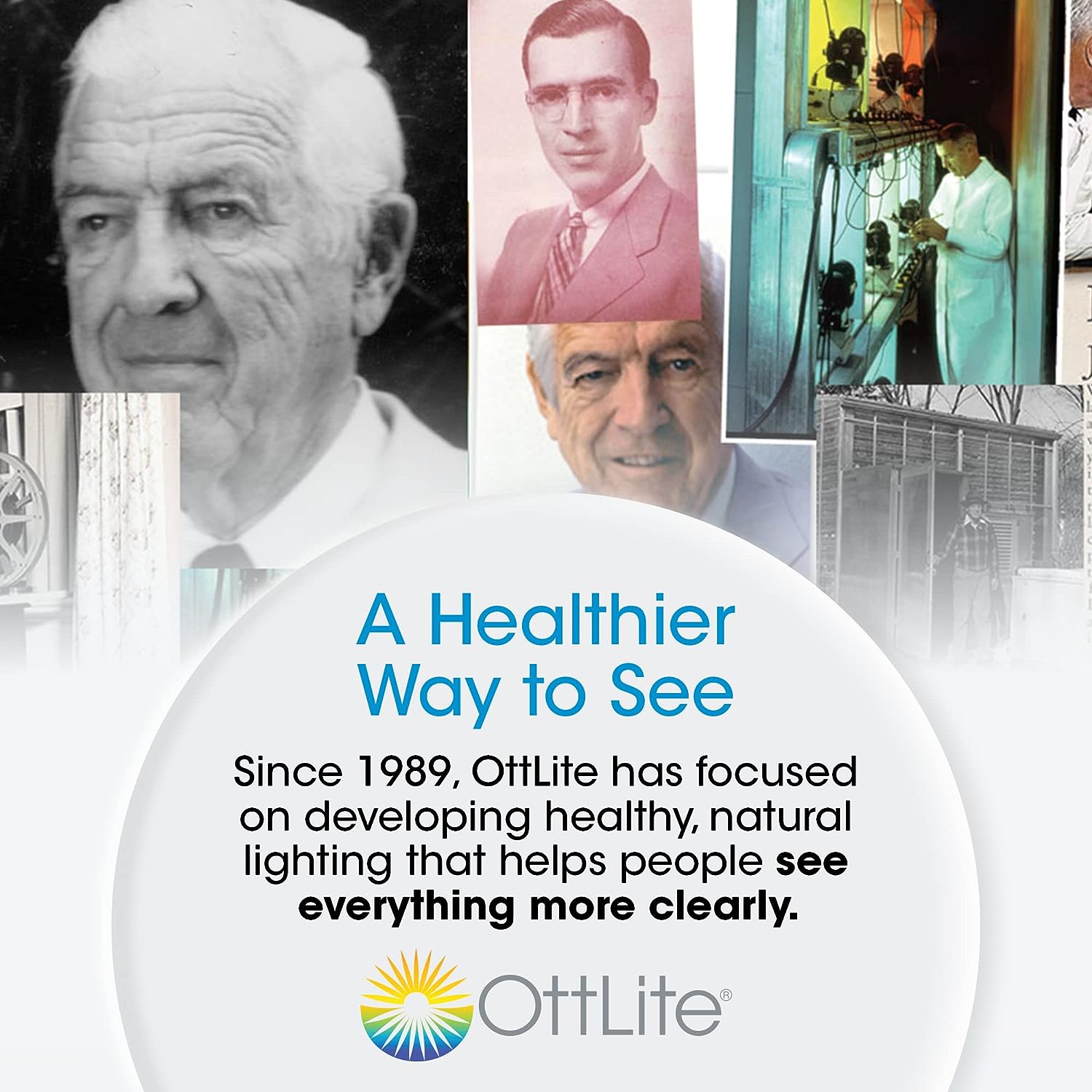 OttLite Pivot LED Clamp Desk Lamp - Dual Lamp Shades & Flexible Neck with ClearSun LED Technology - Pivot White Clamp Lamp