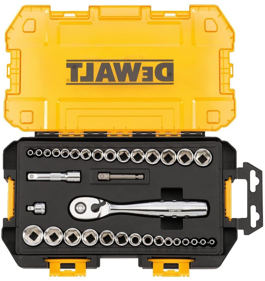 DEWALT Socket Set. 3/8-Inch Drive. SAE/Metric. 34-Piece (DWMT73804)