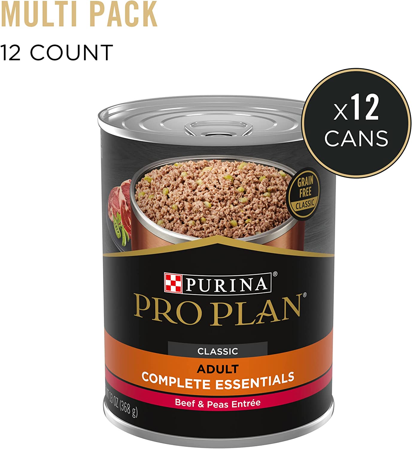 Purina Pro Plan Savor Grain-Free Adult Beef & Peas Entree Canned Dog Food 13-oz can case of 12