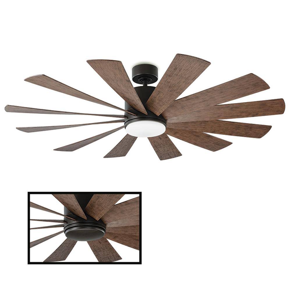 Modern Forms  Windflower 60 in. LED Indoor/Outdoor Oil Rubbed Bronze 12-Blade Smart Ceiling Fan with 3000K Light Kit and Wall Control