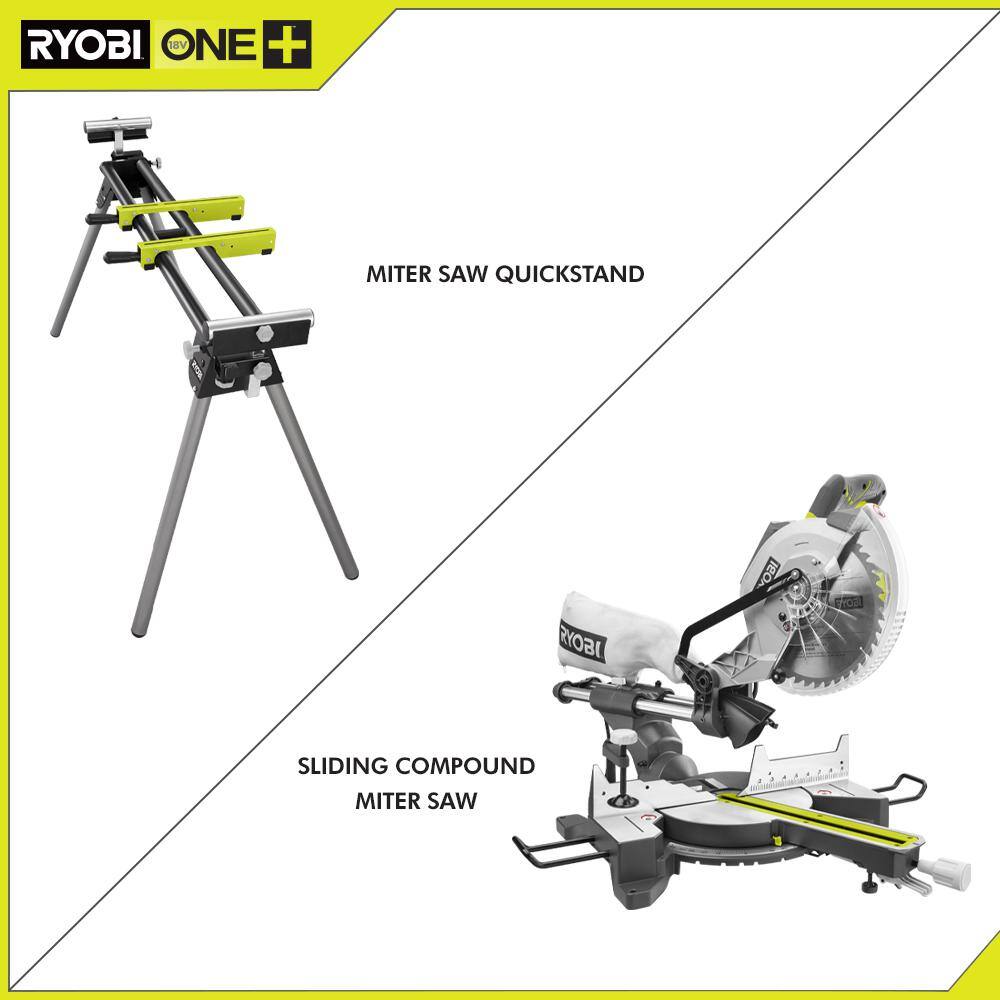 RYOBI TSS103-A18MS01G 15 Amp 10 in. Corded Sliding Compound Miter Saw and Universal Miter Saw QUICKSTAND