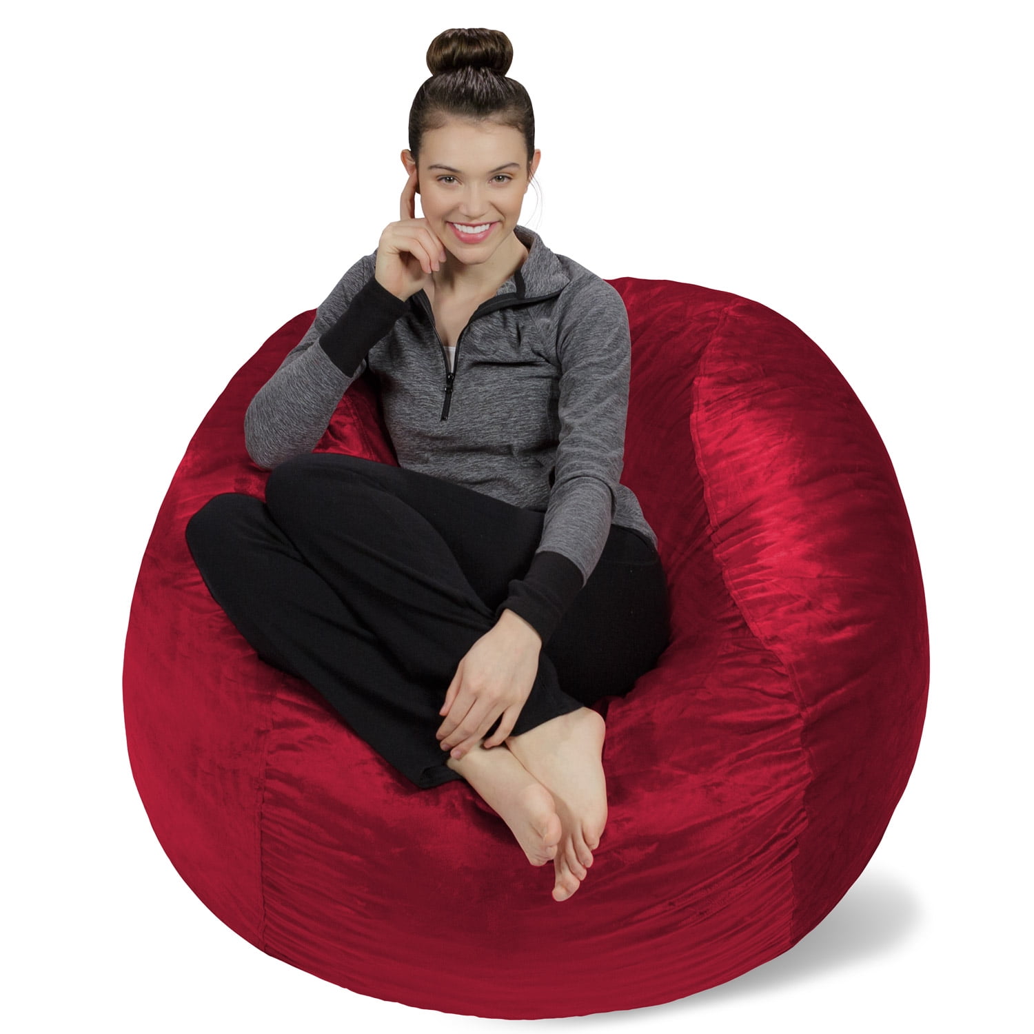 Sofa Sack Bean Bag Chair. Memory Foam Lounger with Microsuede Cover. Kids. Adults. 4 ft. Cinnabar
