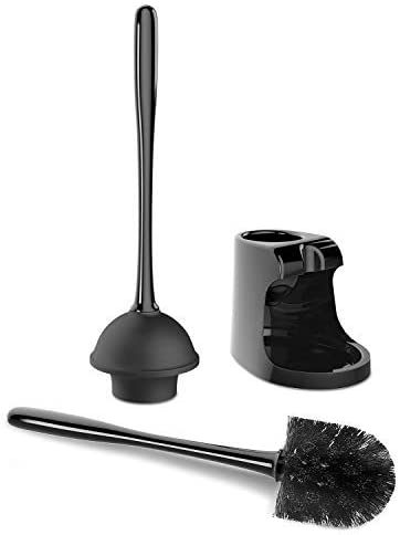Toilet Plunger and Bowl Brush Combo for Bathroom Cleaning. Black. 1 Set