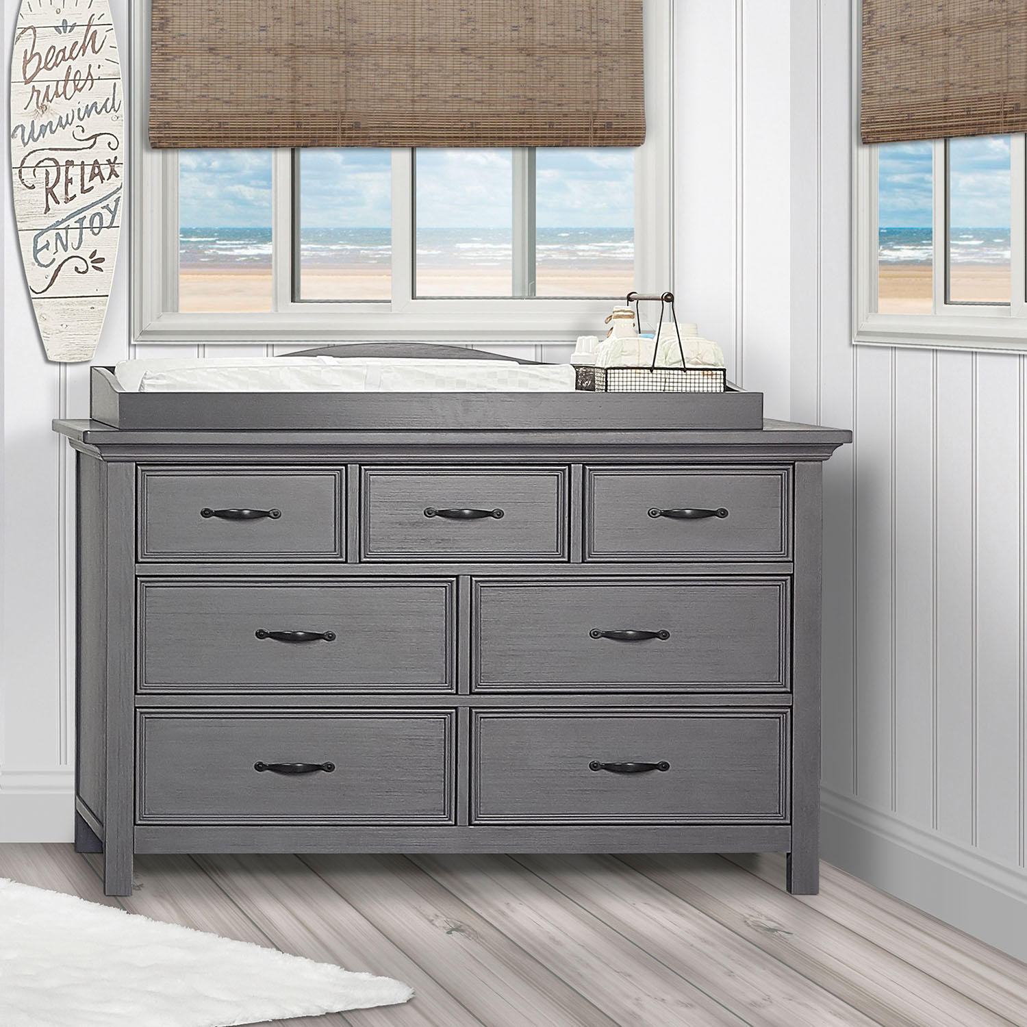 Evolur Fully Assembled Changing Tray. Rustic Gray