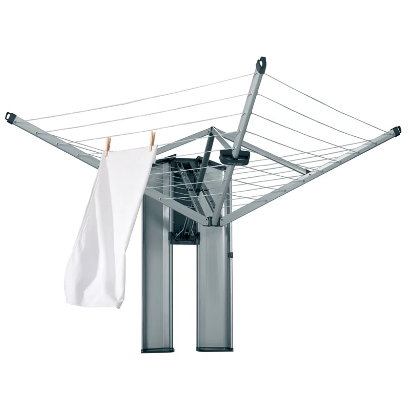 Brabantia 475924 72.5 x 72.5 Inch Steel Retractable Indoor or Outdoor Clothesline Wall Mounted with Protective Storage Box