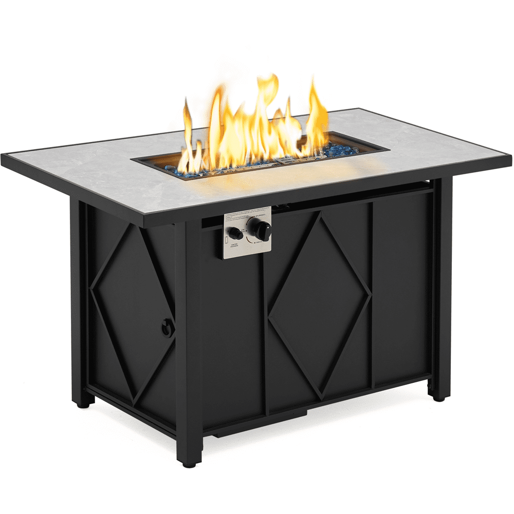 Topeakmart 43in Propane Firepit Table with Water-resistant Cover. 50.000 BTU. Black
