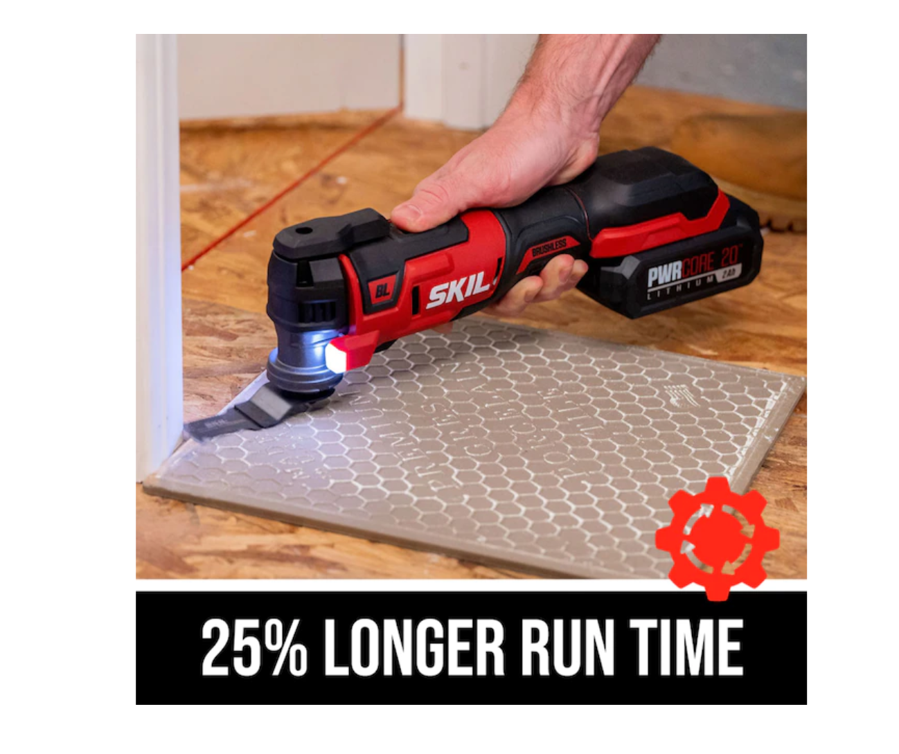 SKIL OS5937-10 PWR Core 20 Brushless 20V Oscillating Multi-Tool Kit with 35pcs Sanding Paper. 3 Blades. Sanding Pad. Rigid Scraper. Accessory Case. Includes 2.0Ah Lithium Battery & PWRJump Charger