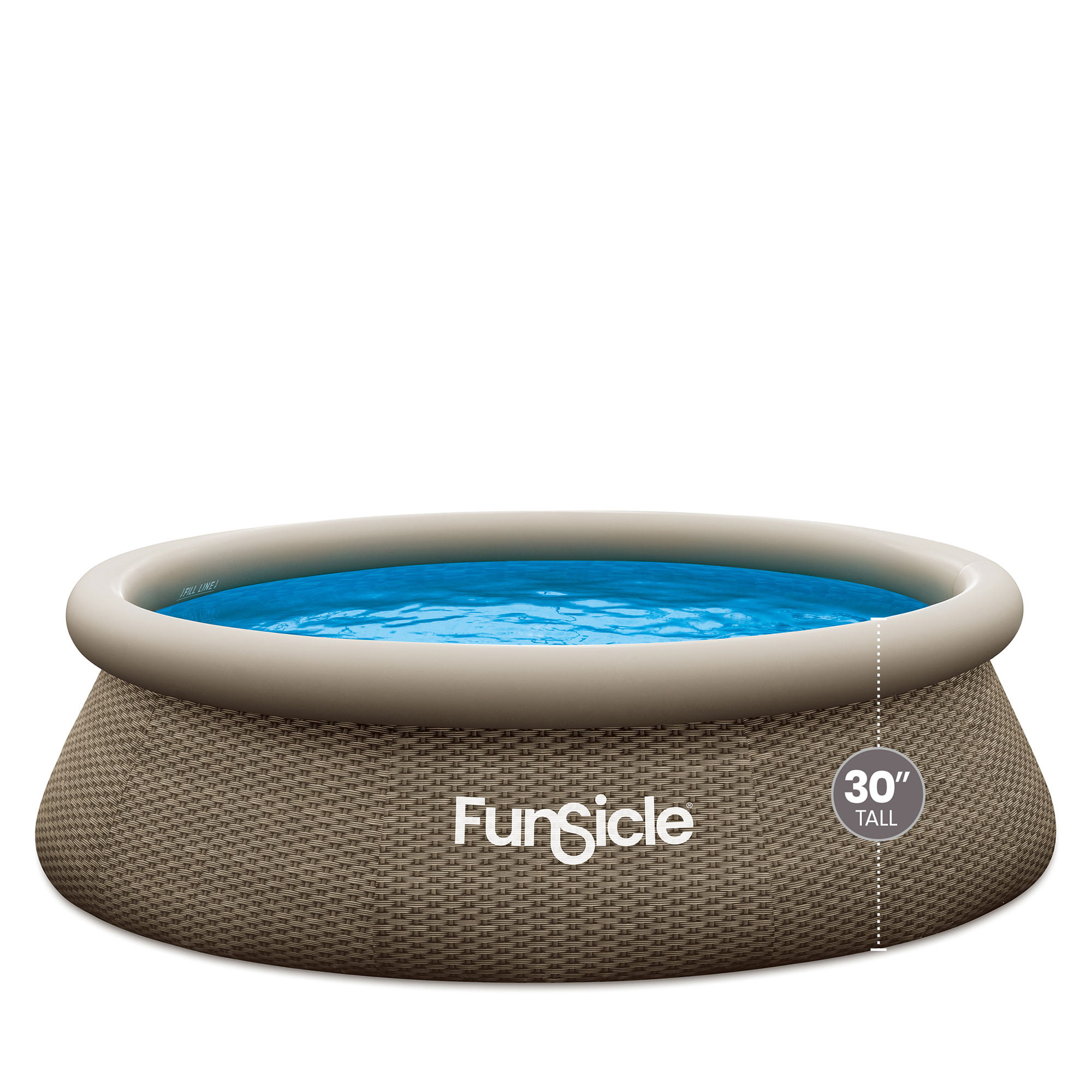 Funsicle 10ft x 30in Round QuickSet Designer Above Ground Pool. Dark Triple Basketweave with Cartridge Filter Pump. Age 6 & up