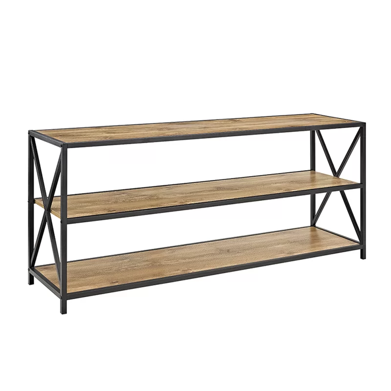Gracie Oaks Eulas 25.62” H x 60” W Etagere Bookcase Barnwood