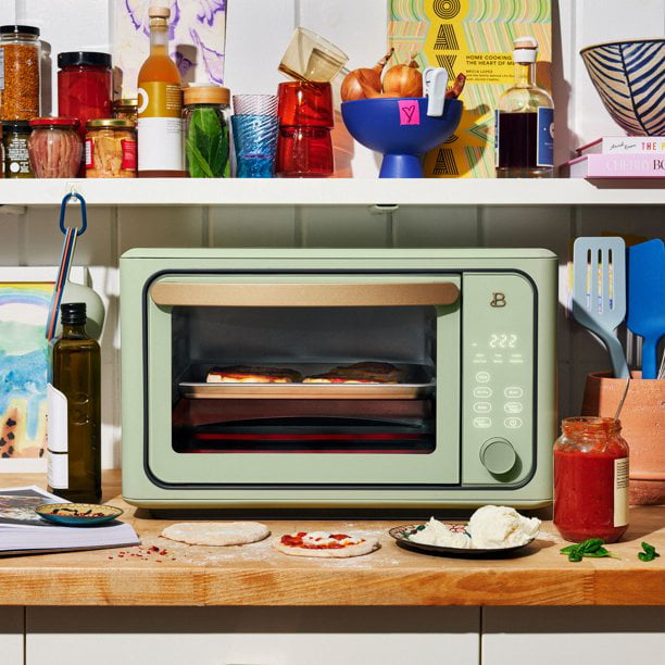 Beautiful 6 Slice Touchscreen Air Fryer Toaster Oven. Sage Green by Drew Barrymore