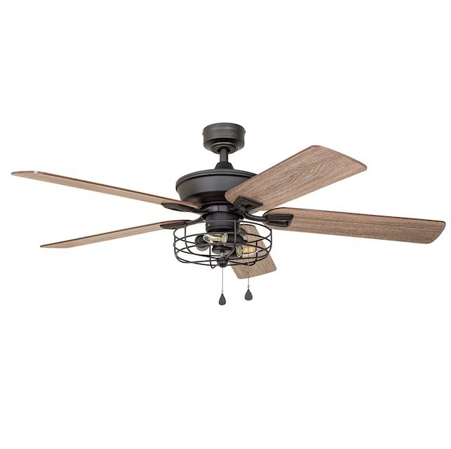 Harbor Breeze Hamilton 52-in Matte Black LED Indoor Downrod or Flush Mount Ceiling Fan with Light (5-Blade)